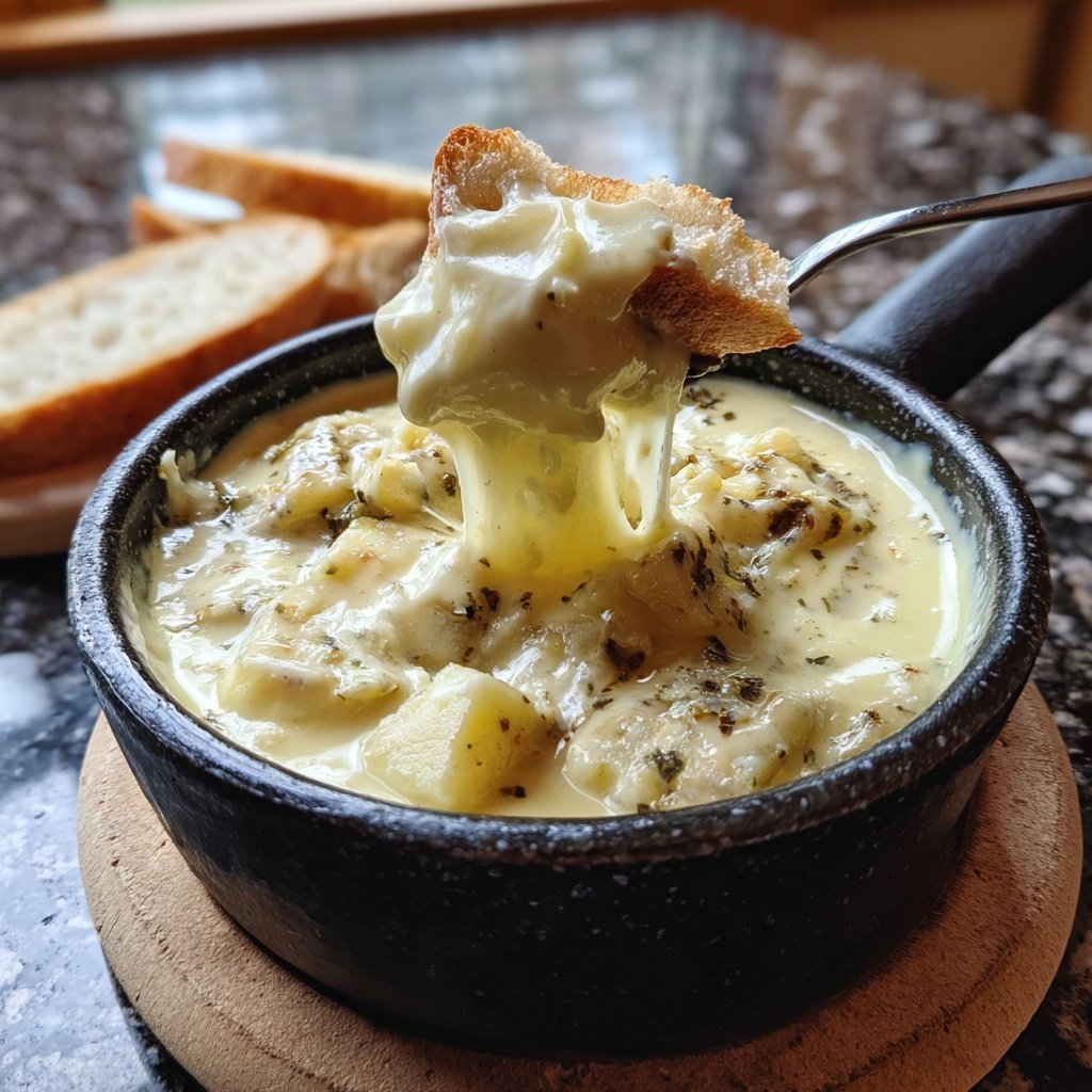 Fondue with Swiss Cheese and Garlic