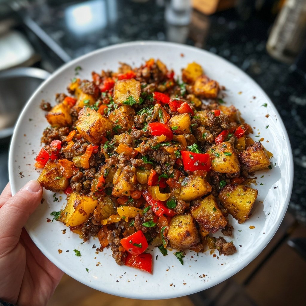 Ground Beef And Sweet Potato Hash