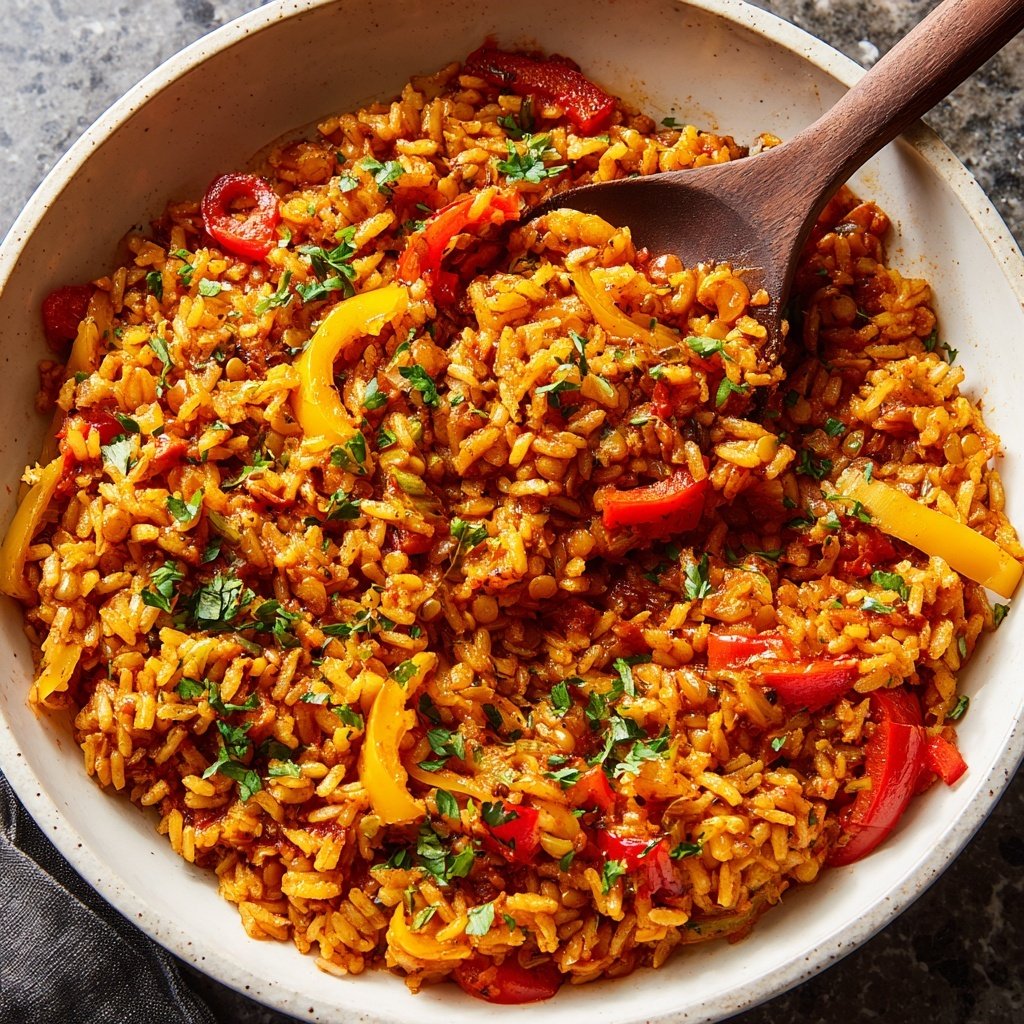 Smoky Paprika Lentil Rice Skillet