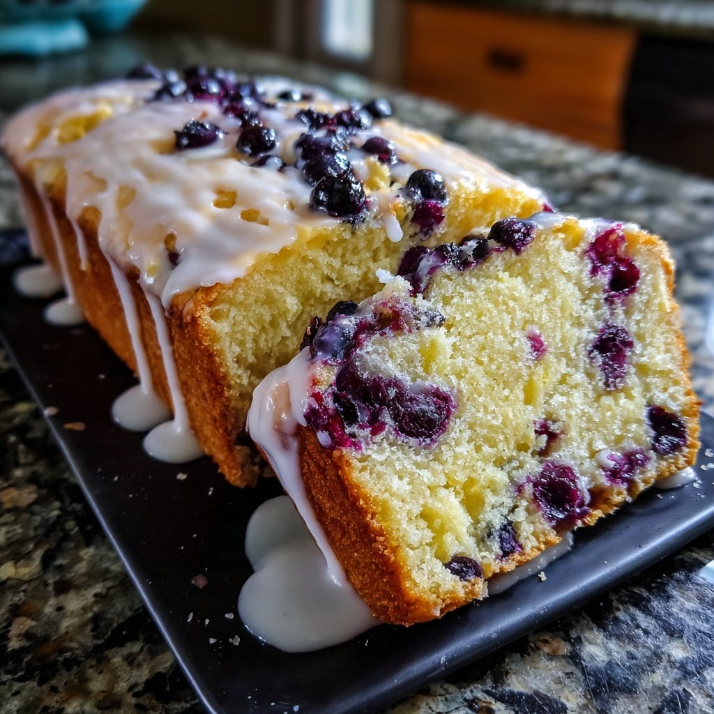 Blueberry Lemon Loaf With Glaze