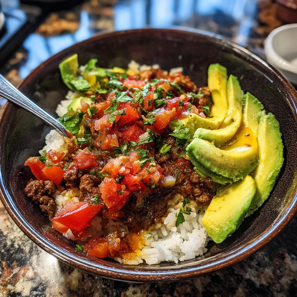 Hamburger Meat Taco Rice Bowl