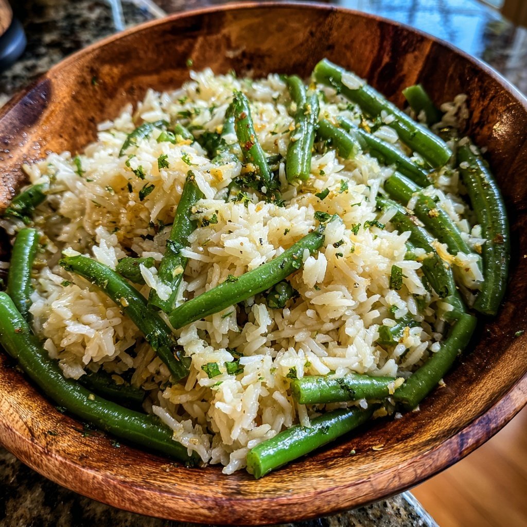 Garlic Butter Green Bean Rice Skillet