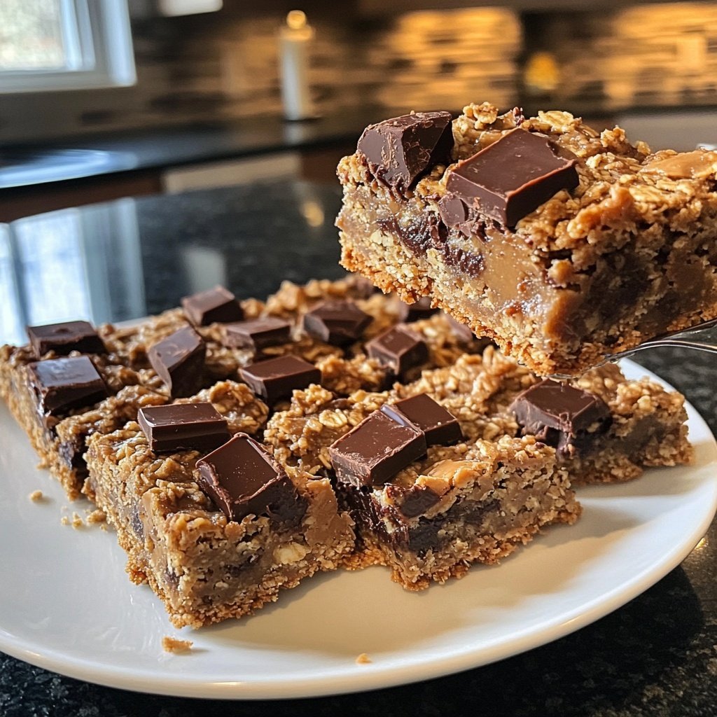 Chocolate Peanut Butter Oat Bars