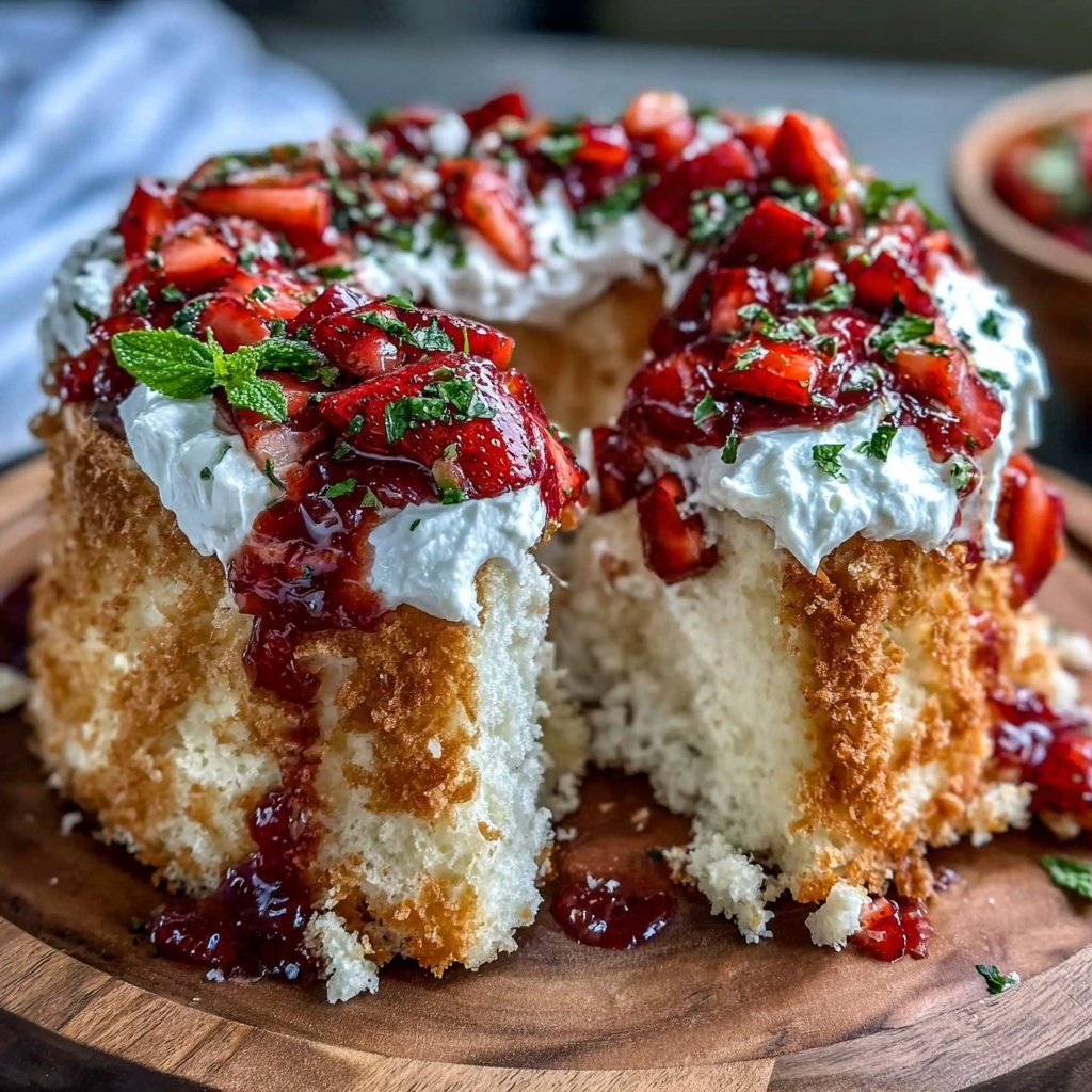 Strawberry Angel Food Cake Dessert With Berries