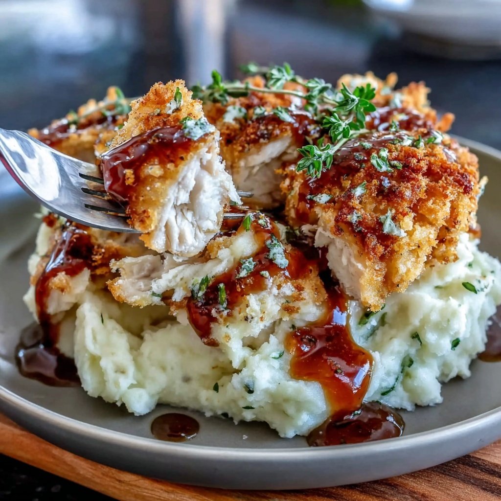 Mashed Potatoes With Crispy Baked Chicken